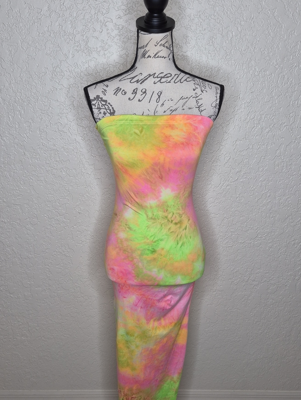 French Atmosphere Tie Dye Strapless Maxi Dress Size S